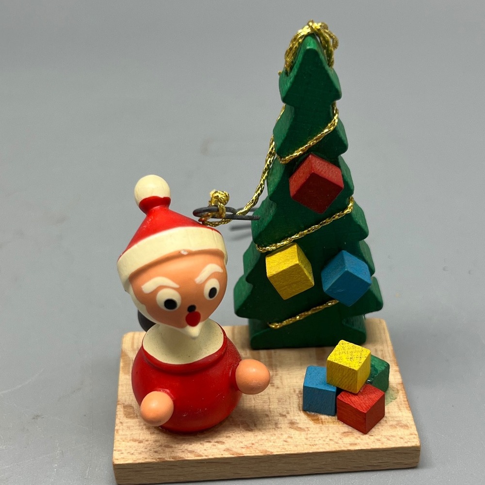 VTG Goula Wooden Christmas ornament Santa Christmas tree 60s/70s handcrafted